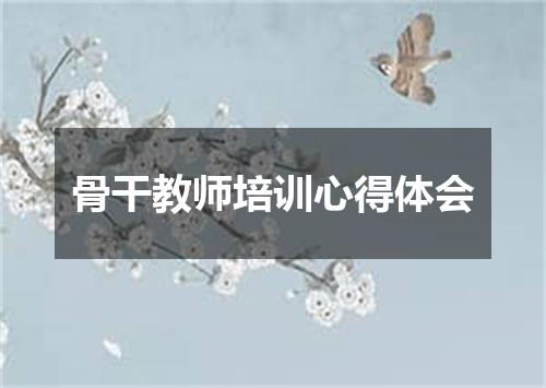 骨干教师培训心得体会