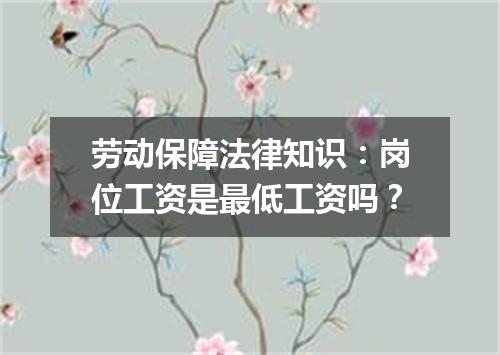 劳动保障法律知识:岗位工资是最低工资吗?