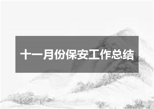 十一月份保安工作总结