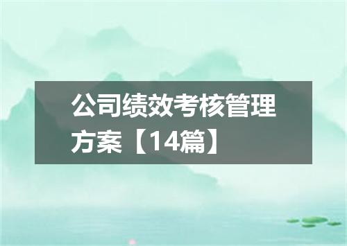公司绩效考核管理方案【14篇】