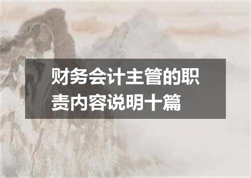 财务会计主管的职责内容说明十篇