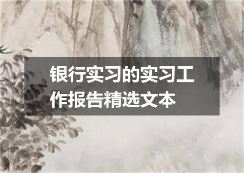 银行实习的实习工作报告精选文本