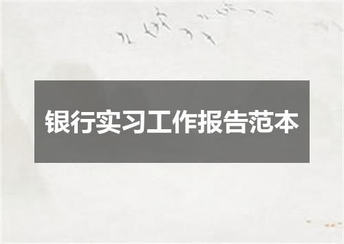 银行实习工作报告范本