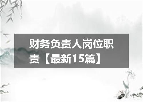 财务负责人岗位职责【最新15篇】