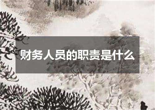财务人员的职责是什么