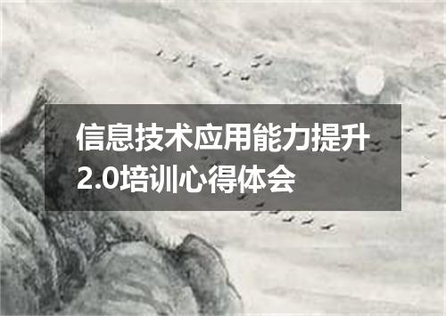 信息技术应用能力提升2.0培训心得体会