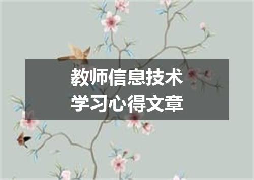 教师信息技术学习心得文章