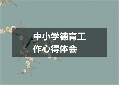 中小学德育工作心得体会