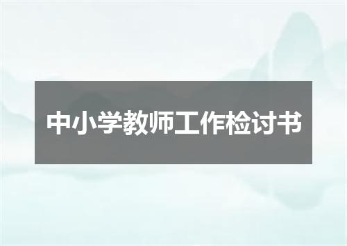 中小学教师工作检讨书