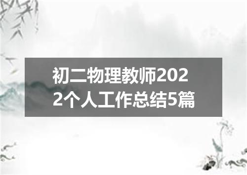 初二物理教师2022个人工作总结5篇