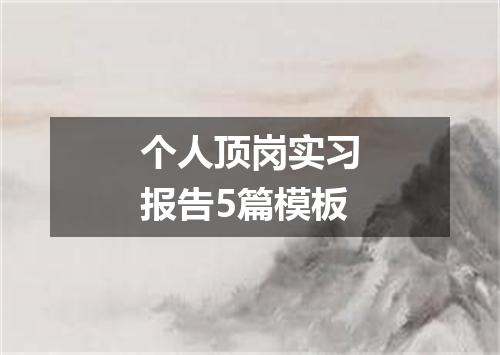 个人顶岗实习报告5篇模板