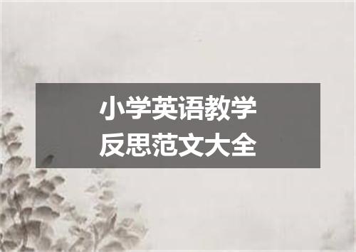 小学英语教学反思范文大全