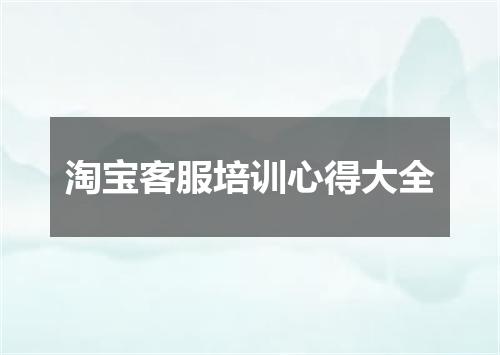 淘宝客服培训心得大全