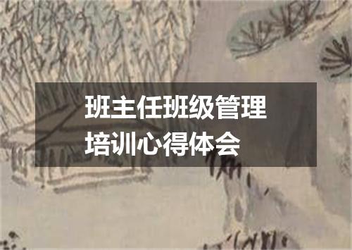 班主任班级管理培训心得体会