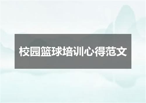 校园篮球培训心得范文
