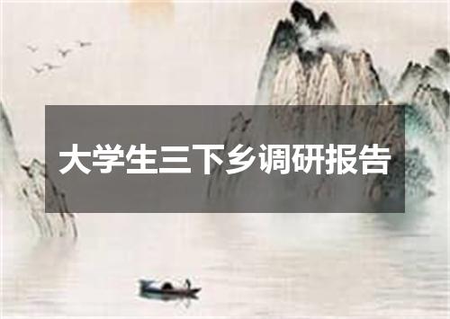 大学生三下乡调研报告