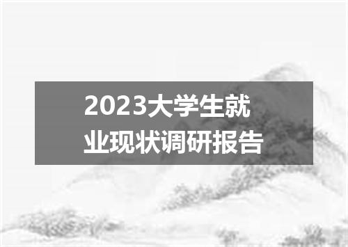 2023大学生就业现状调研报告