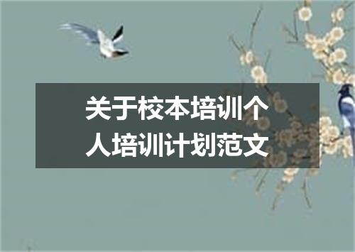 关于校本培训个人培训计划范文