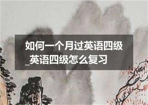 如何一个月过英语四级_英语四级怎么复习