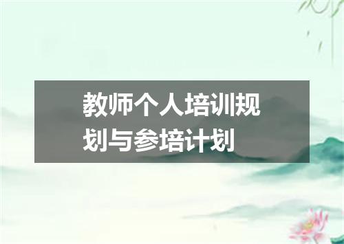 教师个人培训规划与参培计划