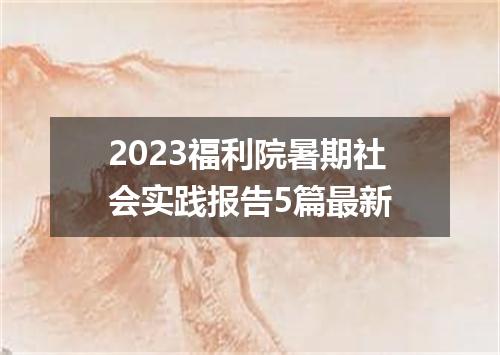 2023福利院暑期社会实践报告5篇最新