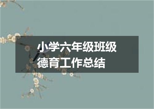 小学六年级班级德育工作总结