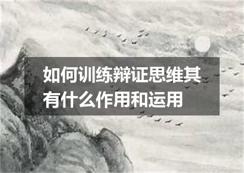 如何训练辩证思维其有什么作用和运用