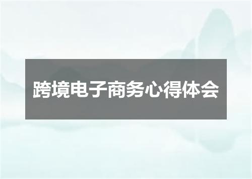 跨境电子商务心得体会