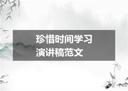 珍惜时间学习演讲稿范文