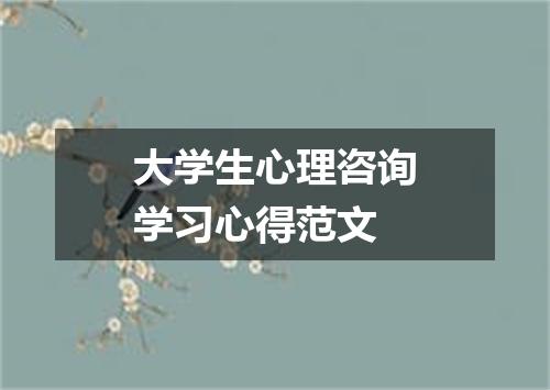 大学生心理咨询学习心得范文