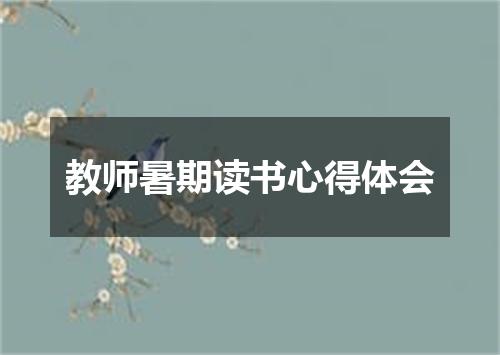 教师暑期读书心得体会