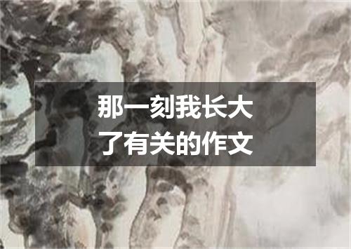 那一刻我长大了有关的作文