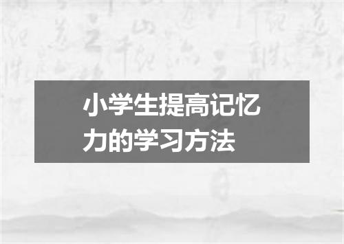 小学生提高记忆力的学习方法
