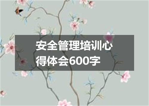 安全管理培训心得体会600字
