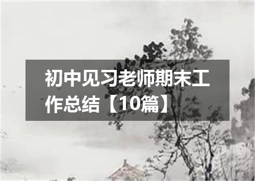 初中见习老师期末工作总结【10篇】