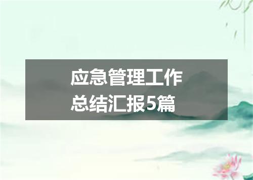 应急管理工作总结汇报5篇