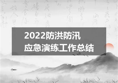 2022防洪防汛应急演练工作总结