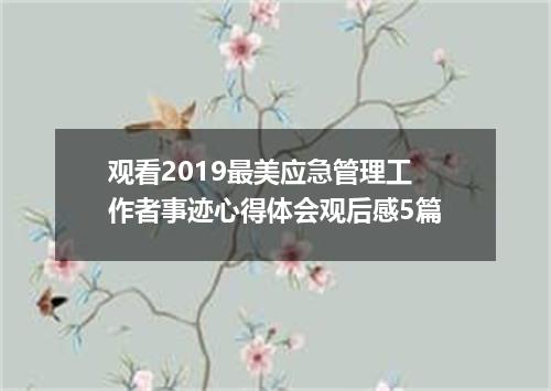 观看2019最美应急管理工作者事迹心得体会观后感5篇