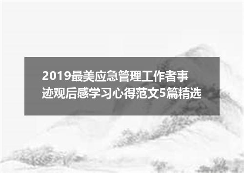 2019最美应急管理工作者事迹观后感学习心得范文5篇精选