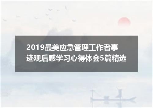 2019最美应急管理工作者事迹观后感学习心得体会5篇精选