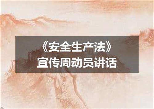 《安全生产法》宣传周动员讲话