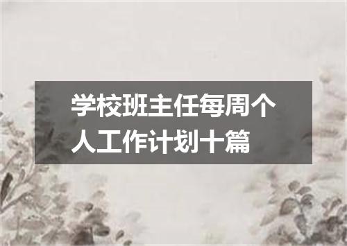学校班主任每周个人工作计划十篇