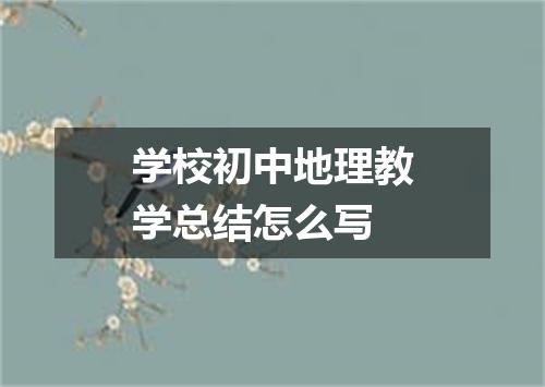 学校初中地理教学总结怎么写