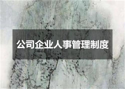 公司企业人事管理制度