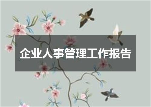 企业人事管理工作报告