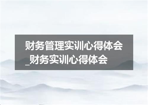 财务管理实训心得体会_财务实训心得体会