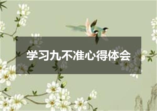 学习九不准心得体会
