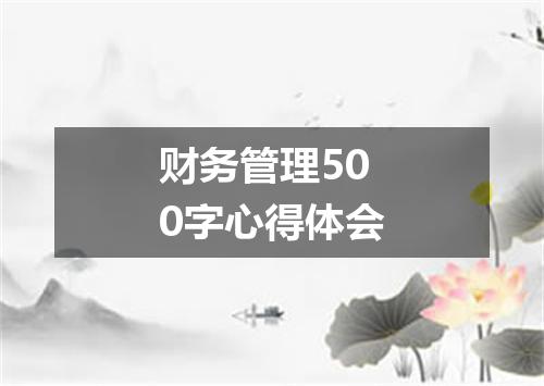 财务管理500字心得体会