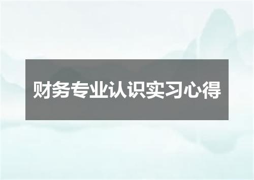 财务专业认识实习心得