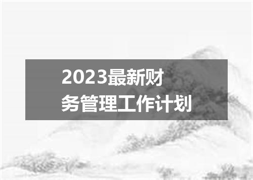 2023最新财务管理工作计划